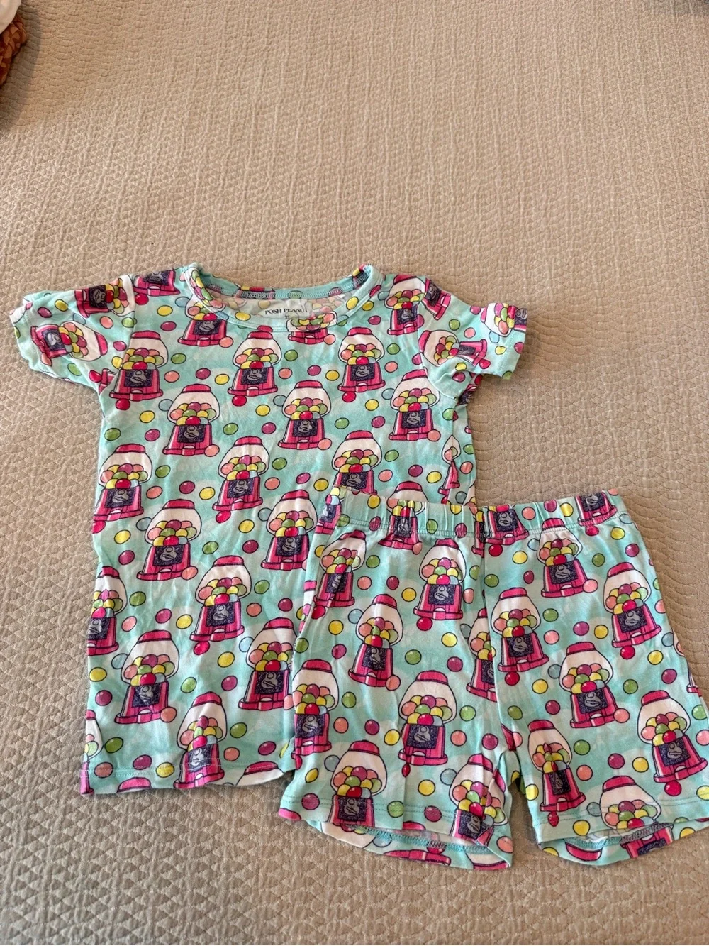 Posh Peanut Mint and Pink Gumball Machine Short Pajama Set
